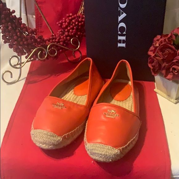 🤩🥰 Coach leather orange espadrilles size 6B - Picture 2 of 7